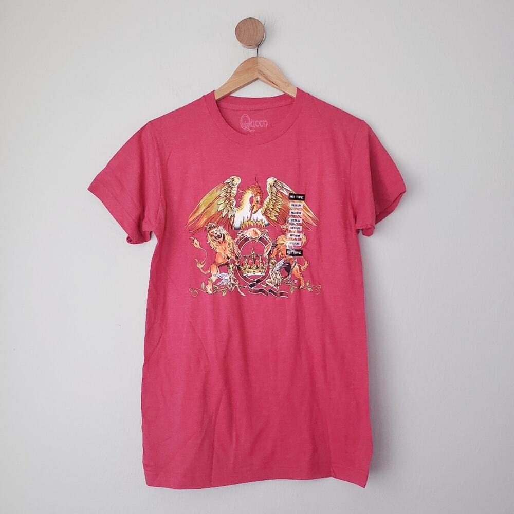 NEW Hot Topic Queen Red Crest Graphic Burnout Logo Short Sleeve T-Shirt